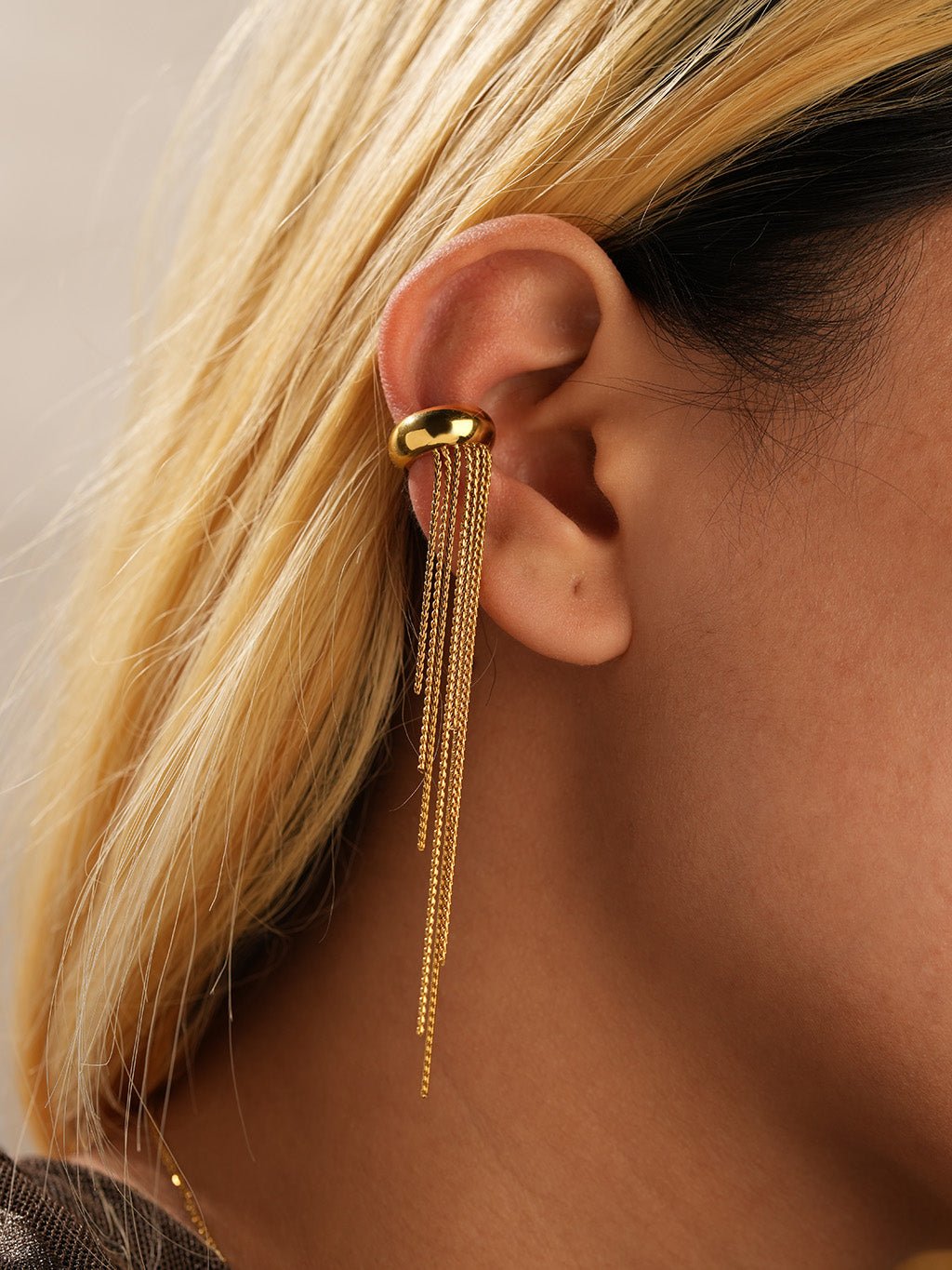 Kaskaden - Fransen Ohrklicker Gold - Dorose | Wasserresistent, kein Verfärben