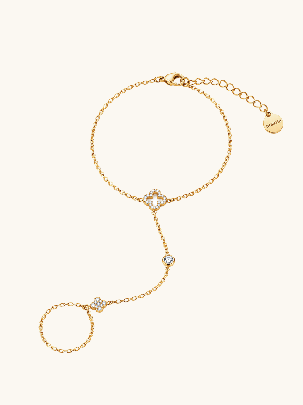 Kleeblatt Handkette Gold mit Zirkonia - Dorose | Wasserresistent, kein Verfärben