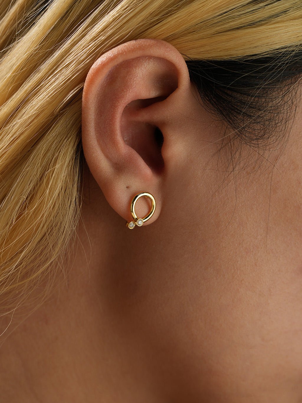 Kreis Zirkonia Ohrstecker Gold - Dorose | Wasserresistent, kein Verfärben