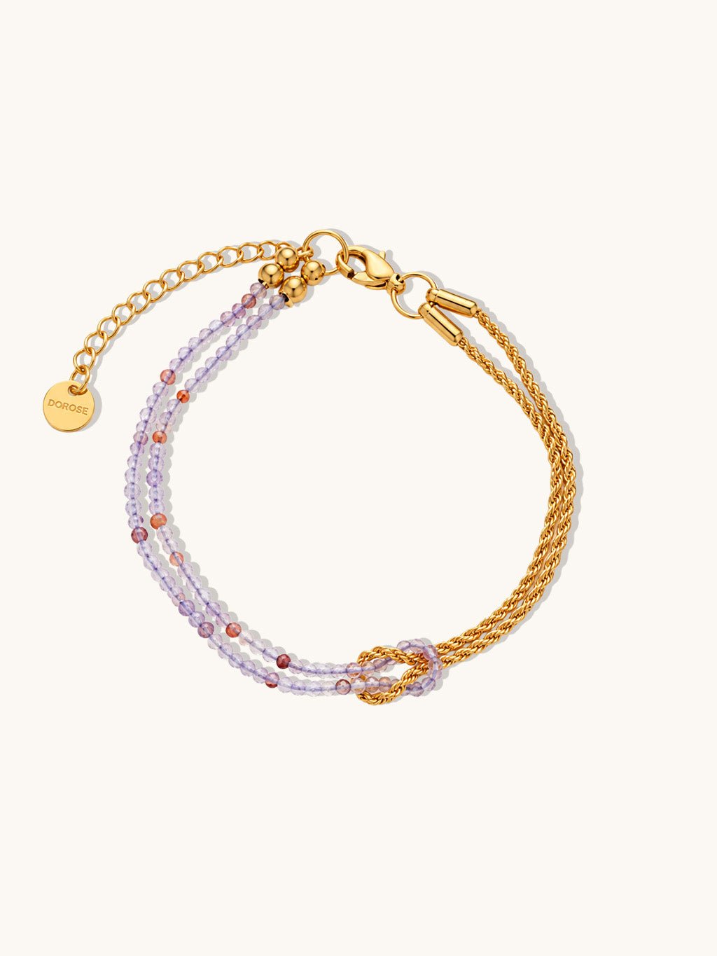 Layering Armband Gold mit Lila Kugeln - Dorose | Wasserresistent, kein Verfärben