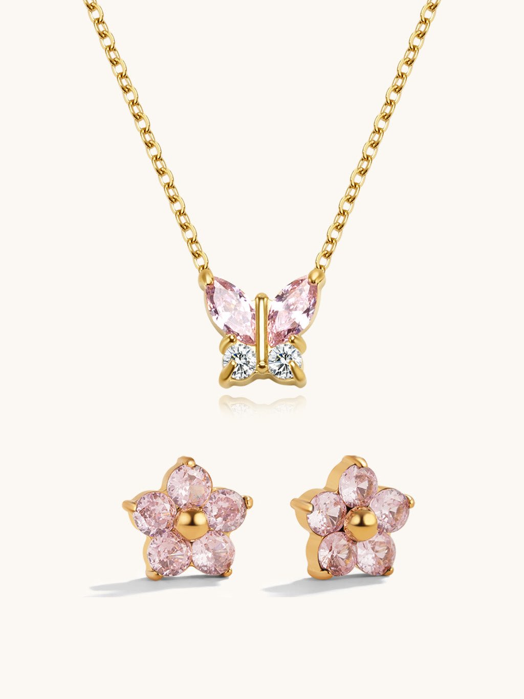 Magical Butterfly Kette & Ohrstecker Schmuck Set - Dorose | Wasserresistent, kein Verfärben