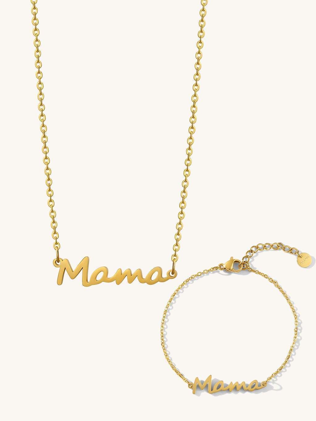 Mama Halskette & Mama Armband Schmuck Set - Dorose | Wasserfester Schmuck, 18K vergoldet