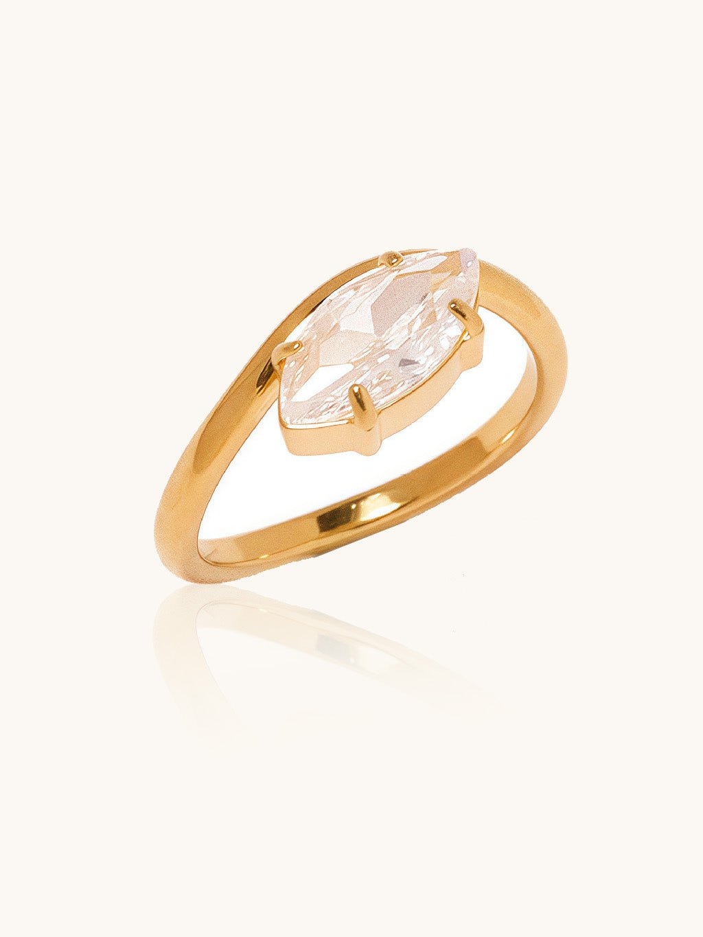 Marquise Wave Zirkonia - Ring Gold - Dorose | Wasserresistent, kein Verfärben
