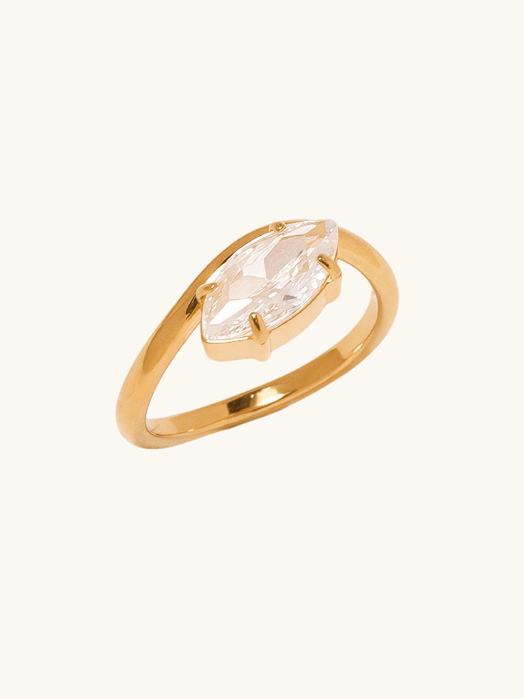 Marquise Wave Zirkonia - Ring Gold - Dorose | Wasserresistent, kein Verfärben