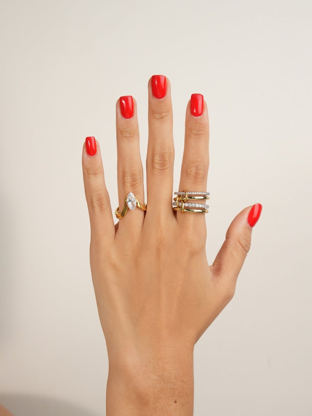 Marquise Zirkonia Wave Ring Gold - Dorose | Wasserresistent, kein Verfärben