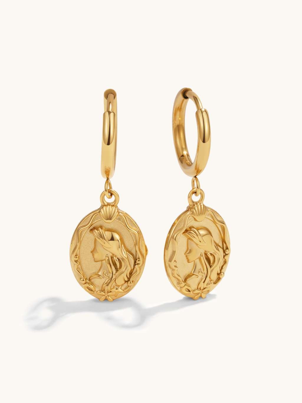 Meerjungfrau - Anhänger Ohrringe Gold - Dorose | Wasserfester Schmuck, 18K vergoldet
