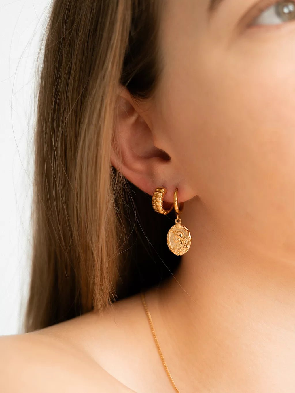 Meerjungfrau - Anhänger Ohrringe Gold - Dorose | Wasserfester Schmuck, 18K vergoldet