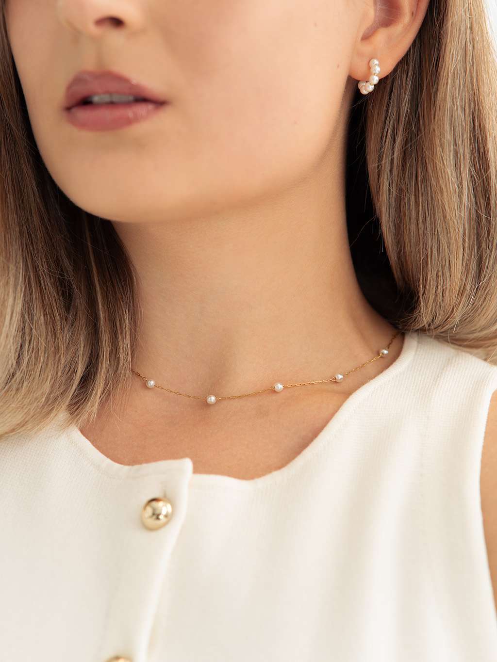 Mini Pearl Kette Gold - Dorose | Wasserfester Schmuck, 18K vergoldet