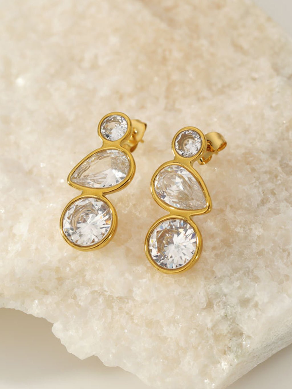 Mixed Crystal Drop Ohrringe Gold - Dorose | Wasserresistent, kein Verfärben