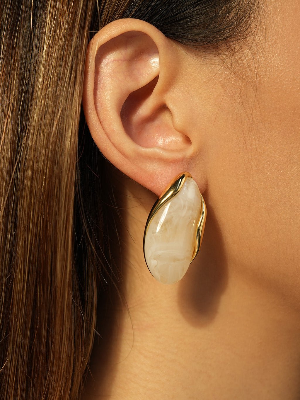 Nature Oval Ohrringe Gold - Dorose | Wasserresistent, kein Verfärben