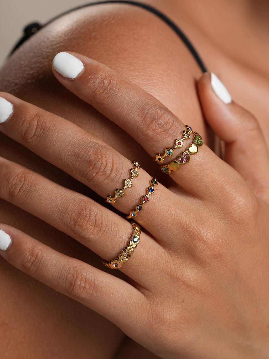 Offener Ring mit Farb - Zirkonia Gold - Dorose | Wasserresistent, kein Verfärben
