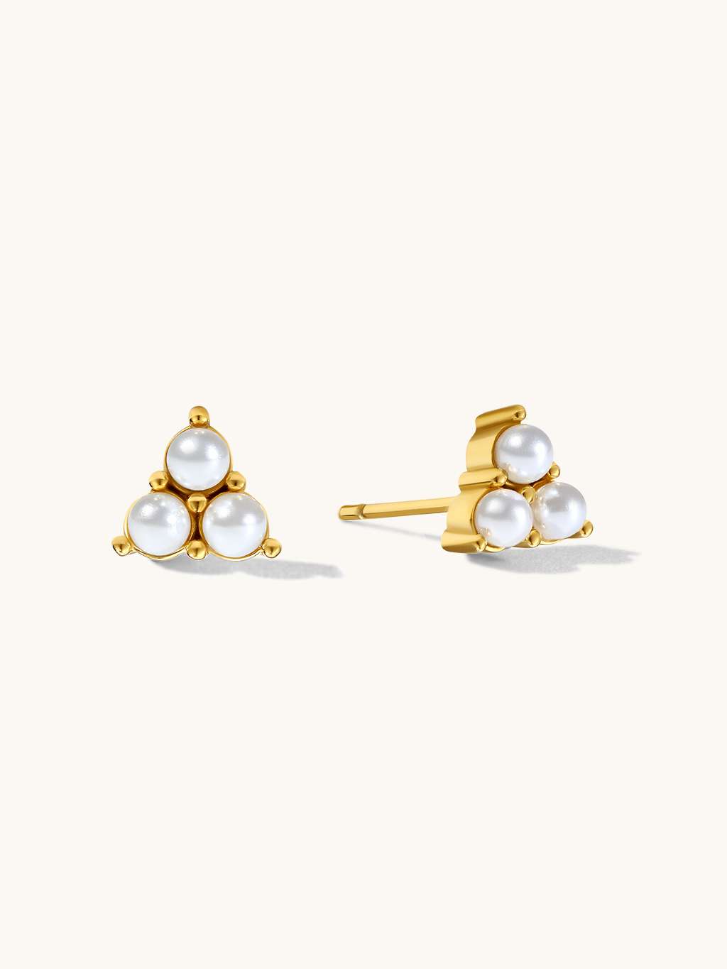 Ohrringe 3 - er Pearls Gold - Dorose | Wasserfester Schmuck, 18K vergoldet
