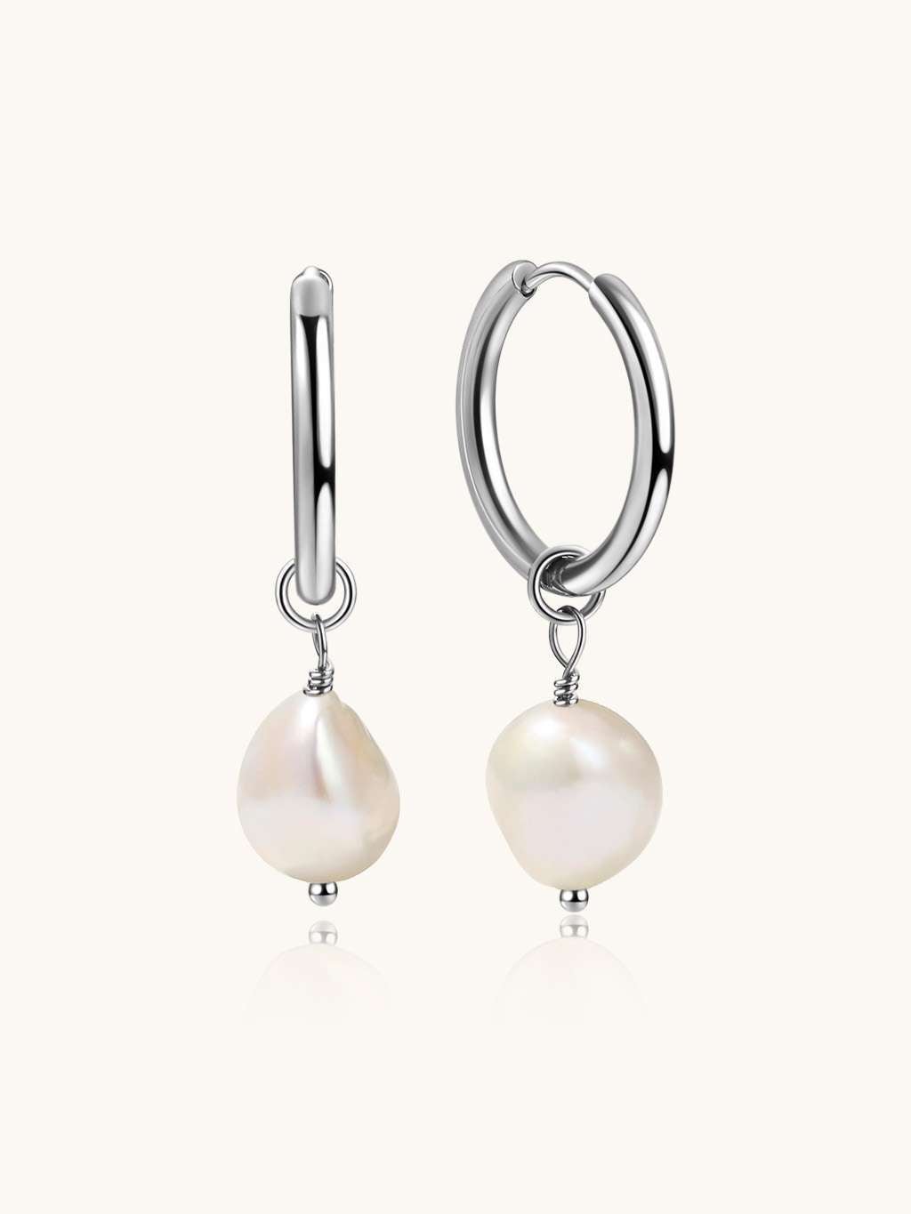 Ohrringe mit Pearl - Anhänger Silber - Dorose | Wasserfester Schmuck, 18K vergoldet