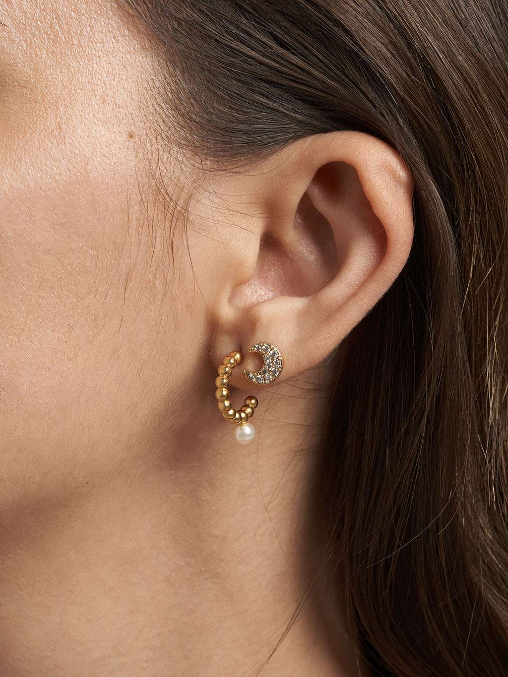 Ohrstecker mit Pearl Gold - Dorose | Wasserfester Schmuck, 18K vergoldet