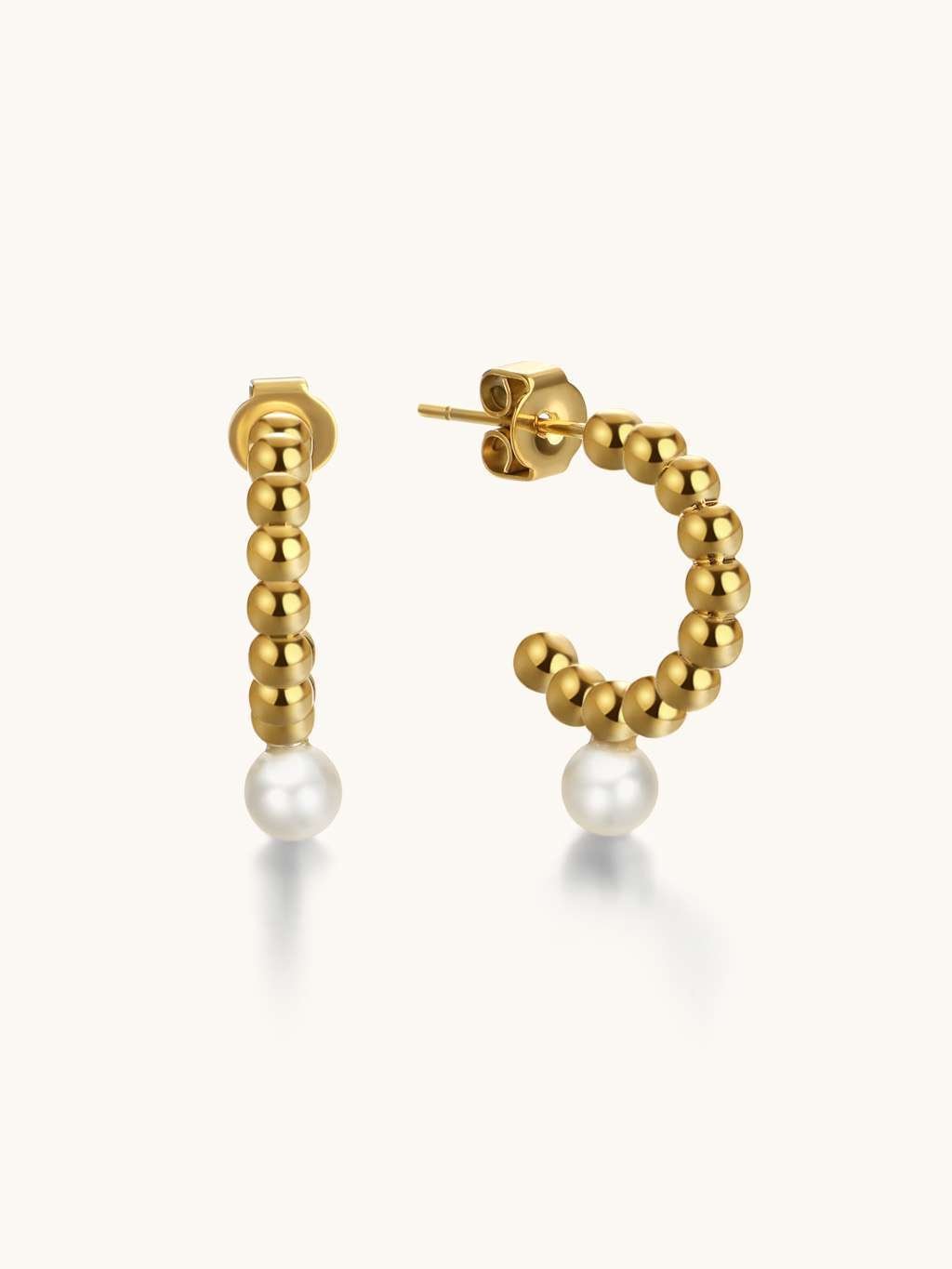 Ohrstecker mit Pearl Gold - Dorose | Wasserfester Schmuck, 18K vergoldet