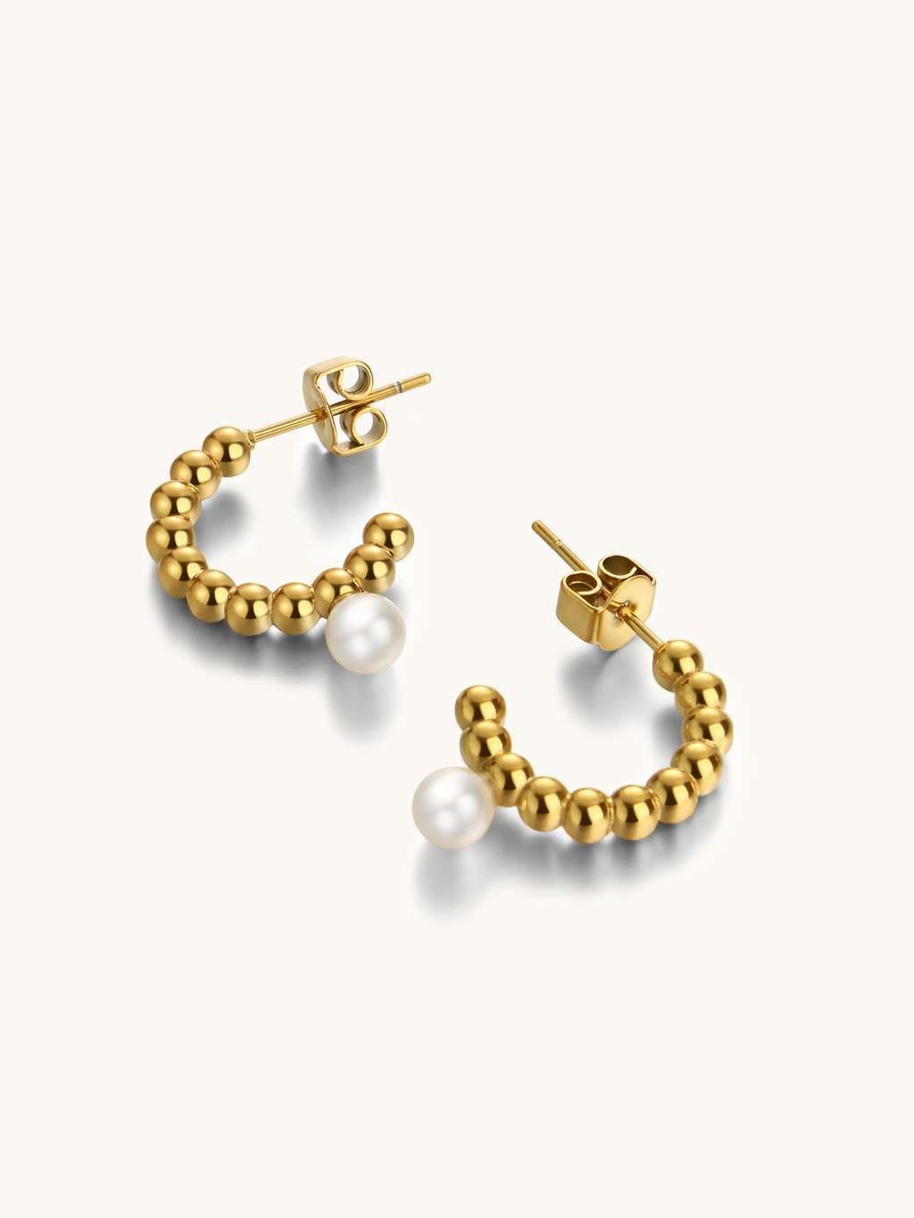 Ohrstecker mit Pearl Gold - Dorose | Wasserfester Schmuck, 18K vergoldet