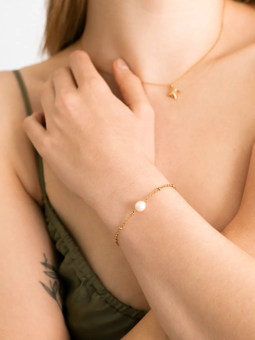 One Pearl Armband Gold - Dorose | Wasserfester Schmuck, 18K vergoldet