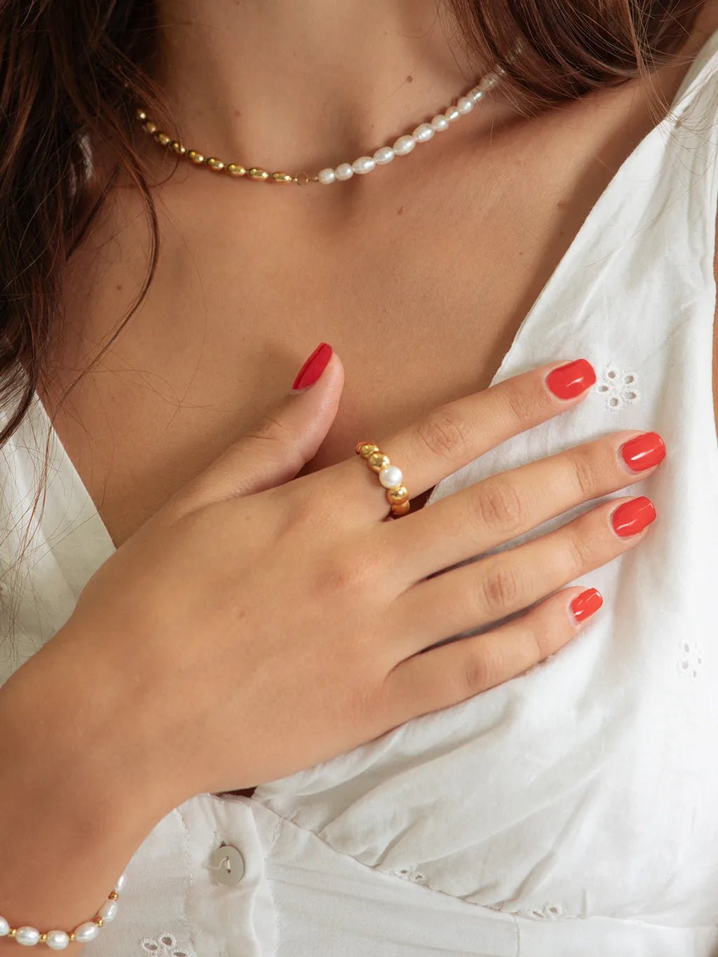 One Pearl Ring Gold - Dorose | Wasserfester Schmuck, 18K vergoldet