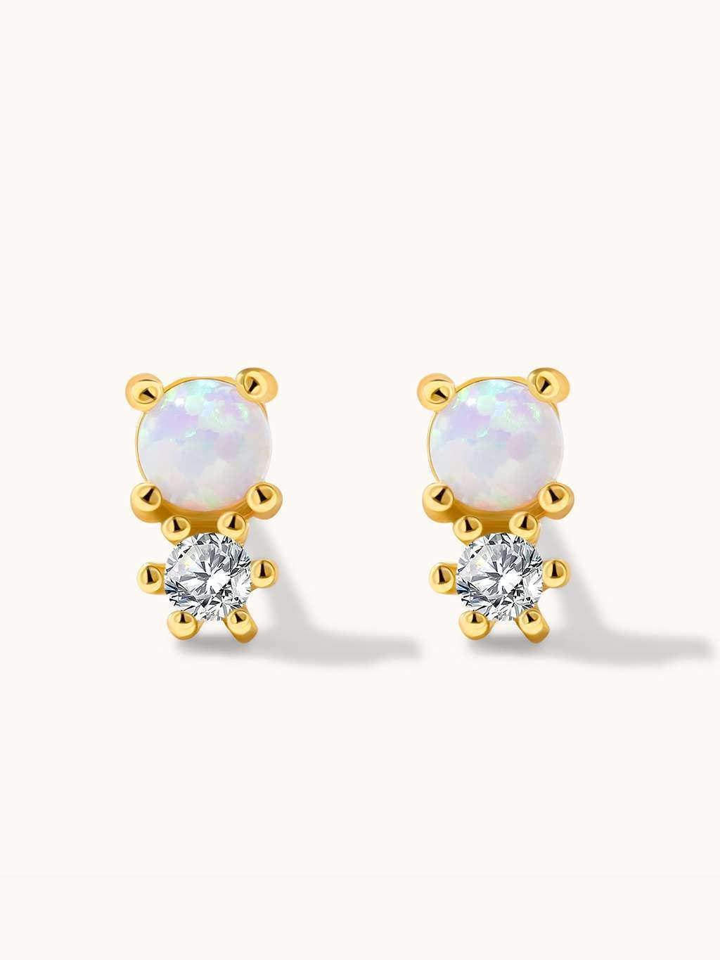 Opal Ohrringe mit Zirkonia Gold  - Dorose | Wasserfester Schmuck, 18K vergoldet