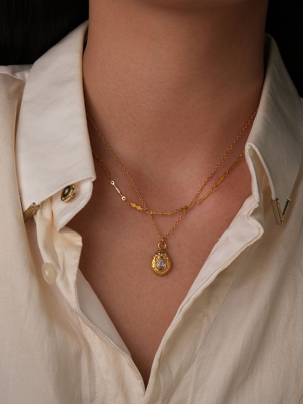 Ornament Tropfen Kette Gold - Dorose | Wasserresistent, kein Verfärben