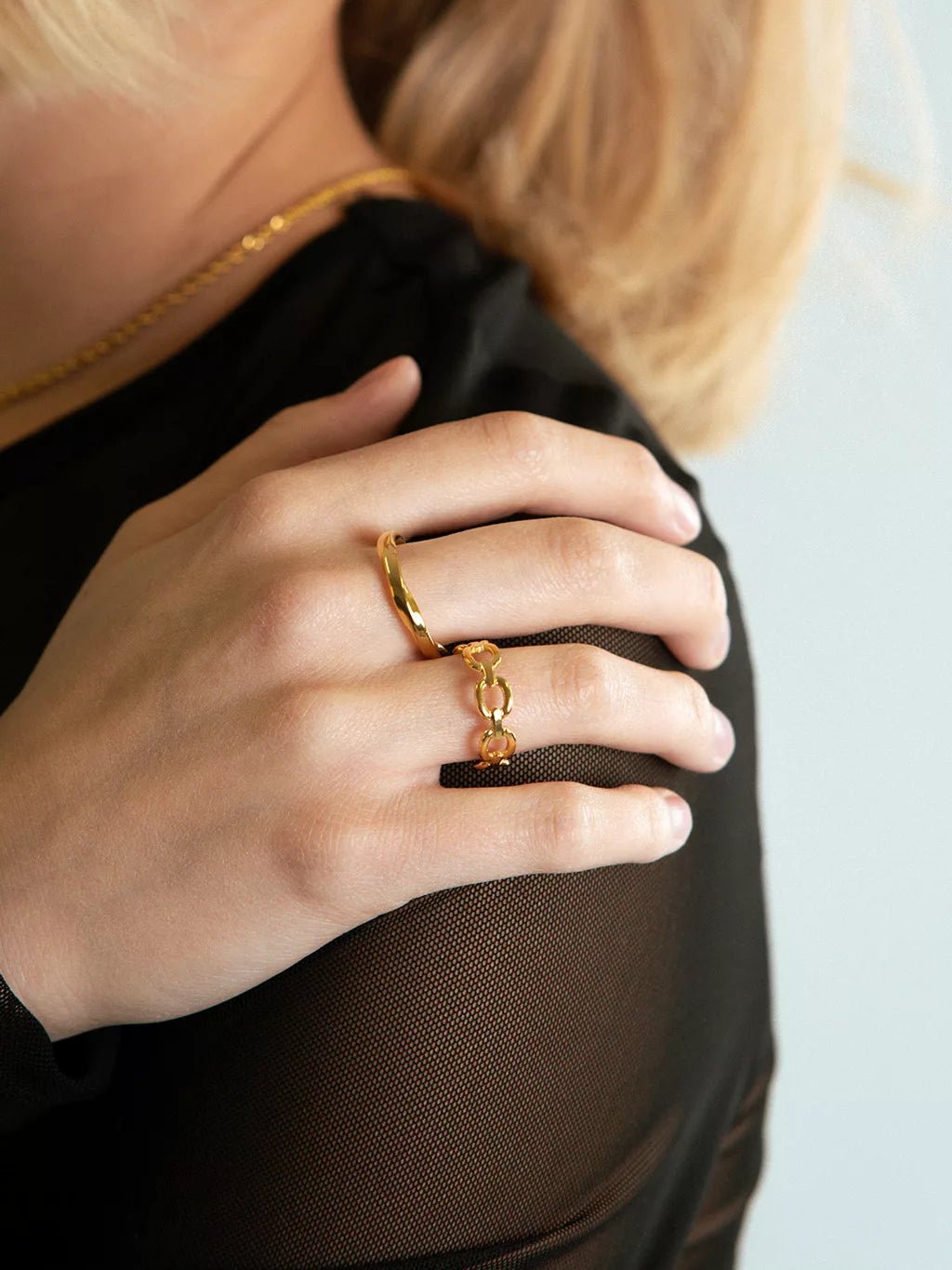 Oval Chain Ring Gold - Dorose | Wasserfester Schmuck