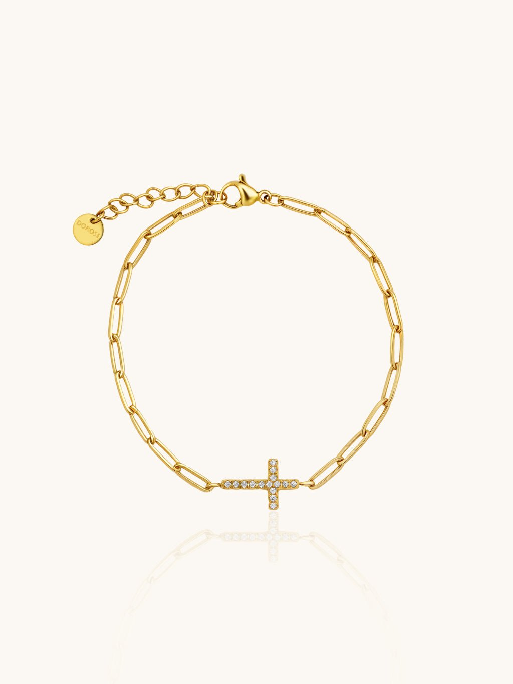 Paperclip - Kreuz Armband mit Zirkonia - Dorose | Wasserresistent, kein Verfärben