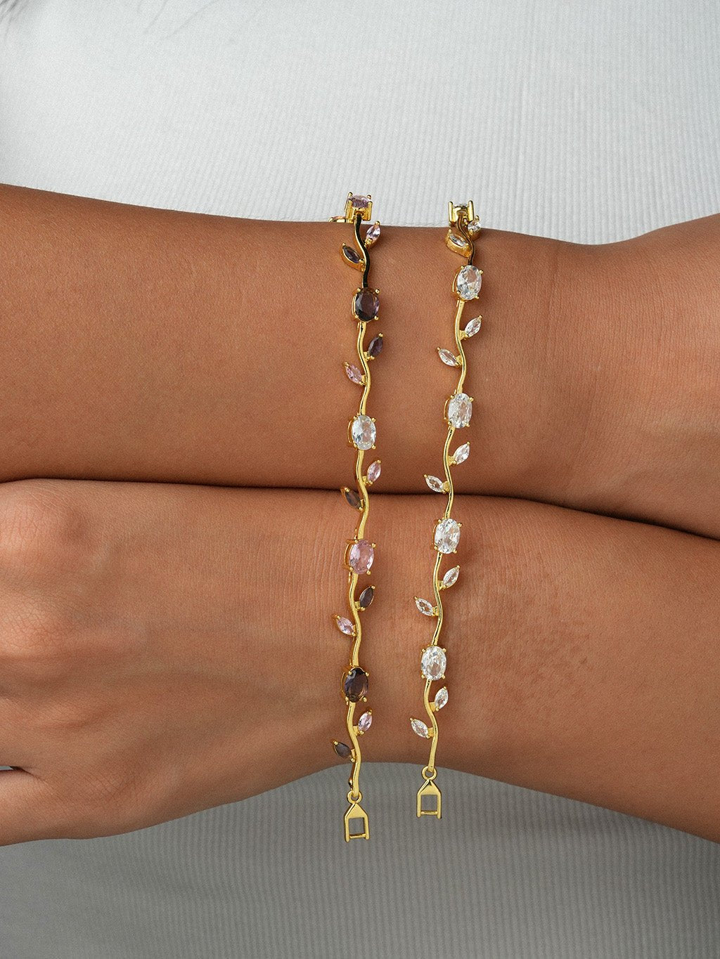 Pastellfarbener Zirkonia Armband Gold - Dorose | Wasserresistent, kein Verfärben