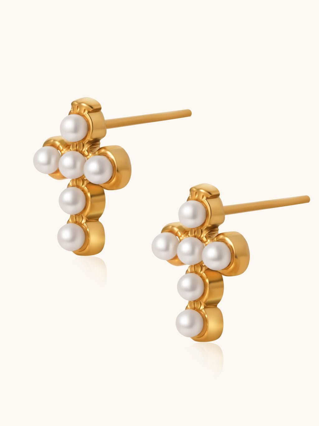 Pearl Cross Ohrringe Gold - Dorose | Wasserresistent, kein Verfärben