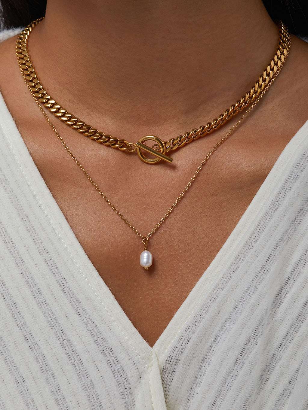 Pearl Drop Halskette Gold - Dorose | Wasserfester Schmuck, 18K vergoldet