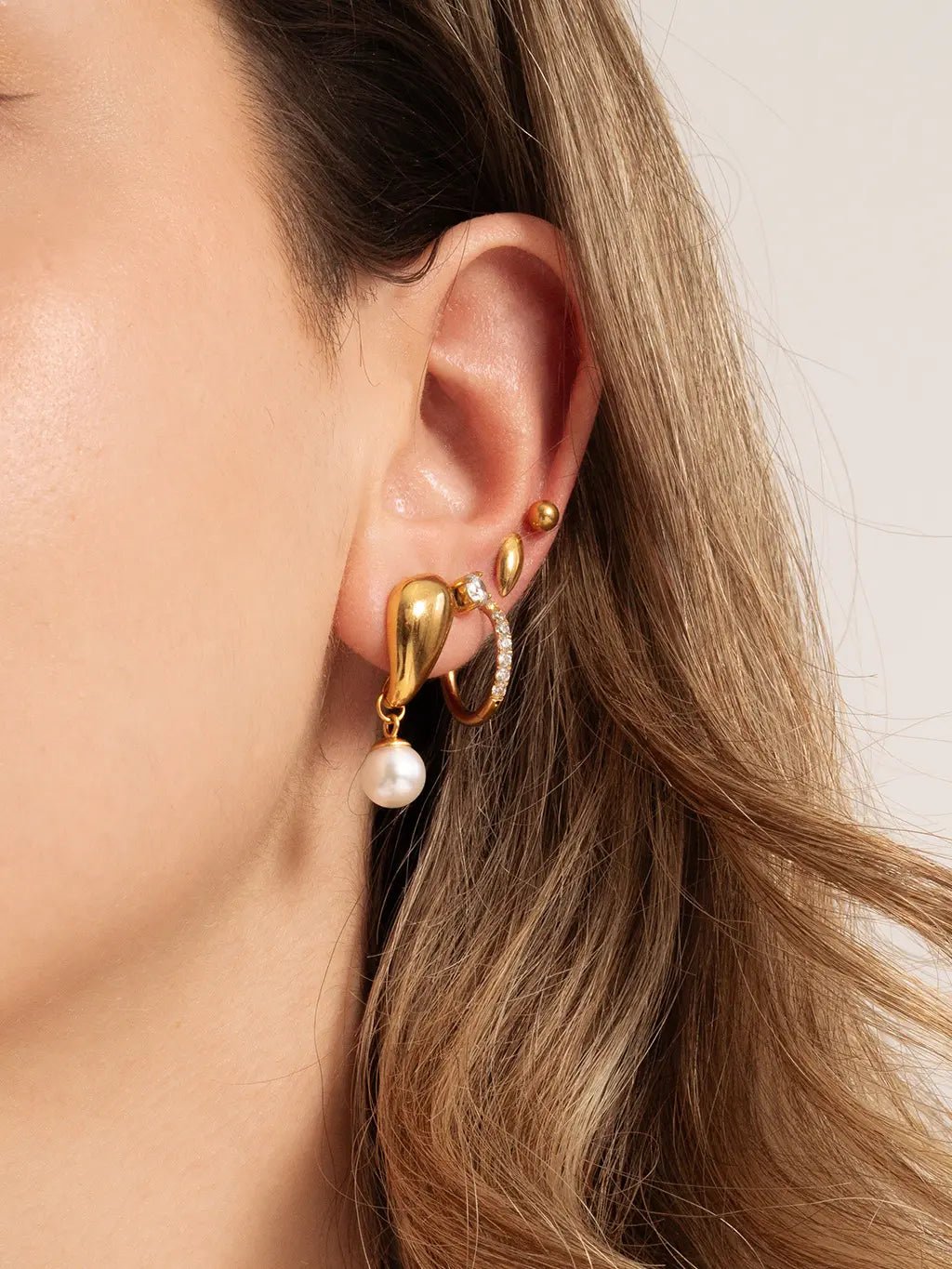 Pearl Drop Ohrringe Gold - Dorose | Wasserfester Schmuck, 18K vergoldet