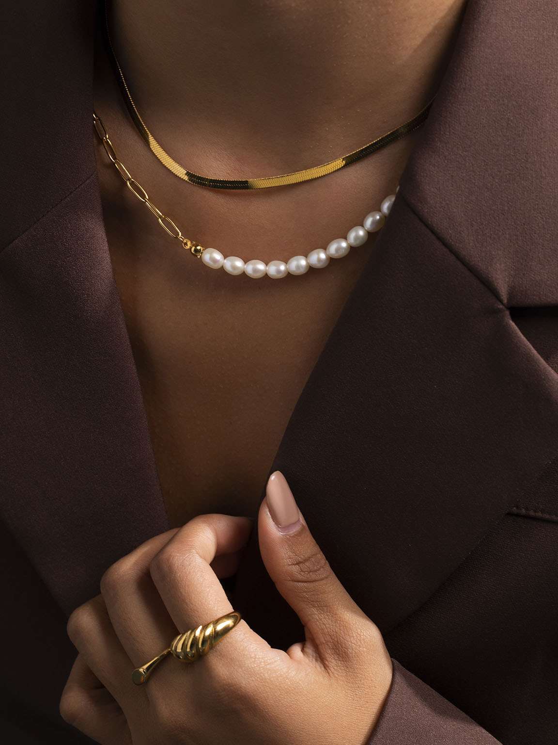 Pearl Glieder Kette Gold - Dorose | Wasserfester Schmuck, 18K vergoldet