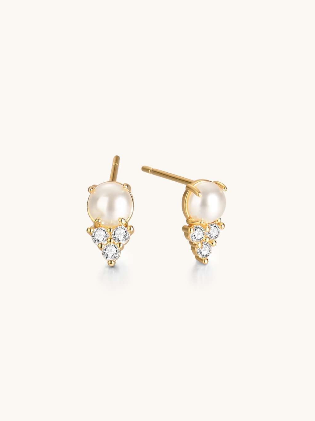 Pearl Ohrringe mit Zirkonia Gold - Dorose | Wasserfester Schmuck, 18K vergoldet