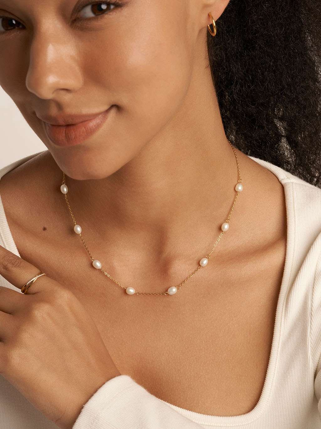 Pearl Satellite Halskette Gold - Dorose | Wasserfester Schmuck, 18K vergoldet