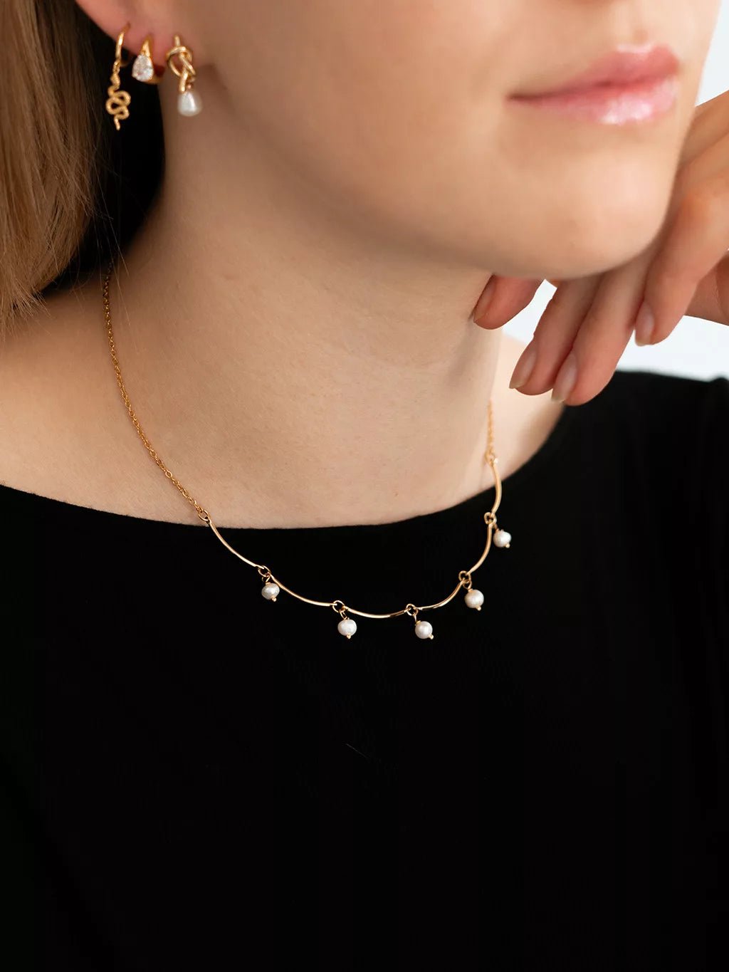 Pearls Surround Halskette Gold - Dorose | Wasserfester Schmuck, 18K vergoldet