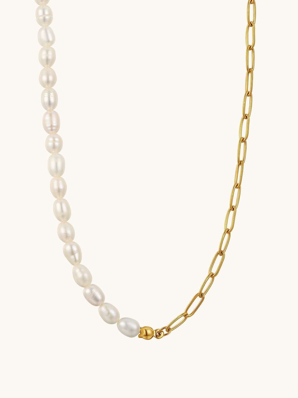 Perlen Glieder Kette & Armband Schmuck Set - Dorose | Wasserfester Schmuck, 18K vergoldet