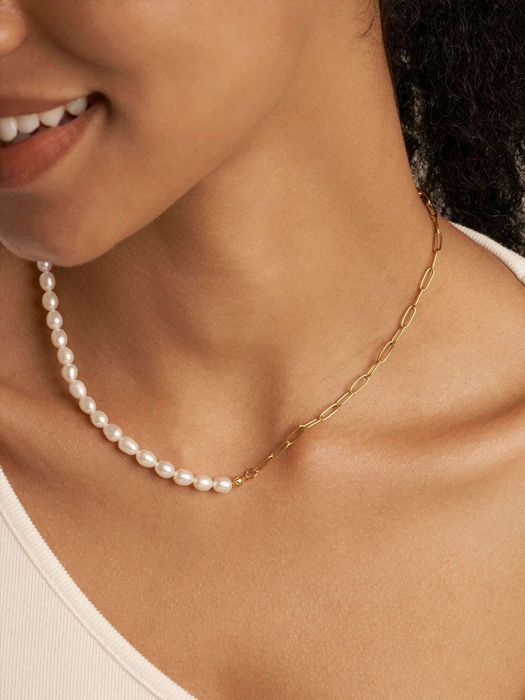 Perlen Glieder Kette & Classic Armband Schmuck Set - Dorose | Wasserfester Schmuck, 18K vergoldet