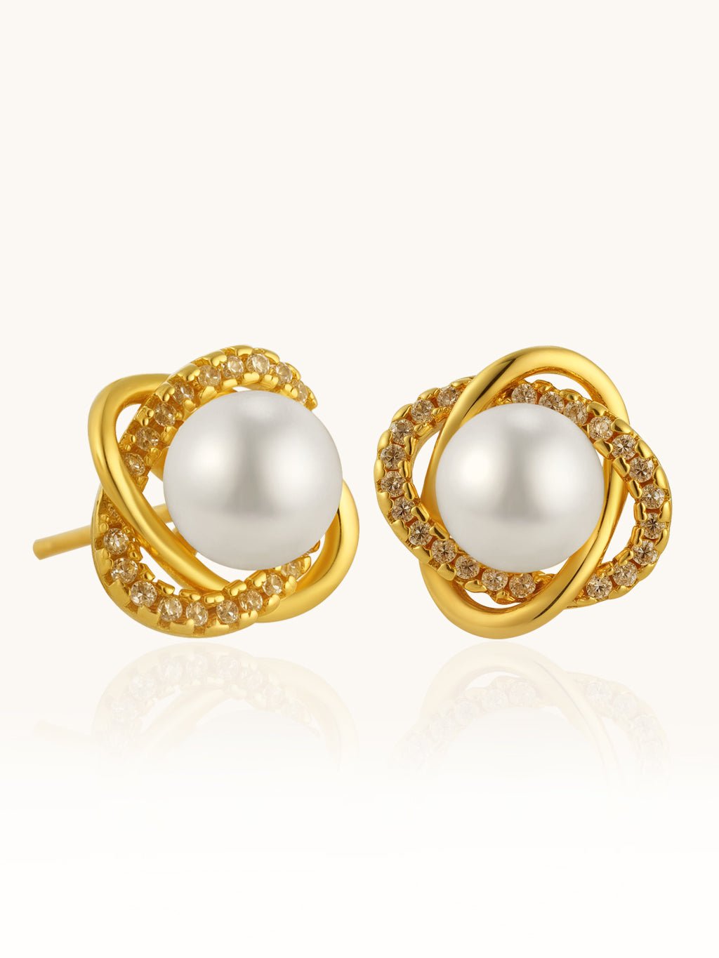 Perlen - Zirkonia Ohrstecker Gold - Dorose | Wasserresistent, kein Verfärben