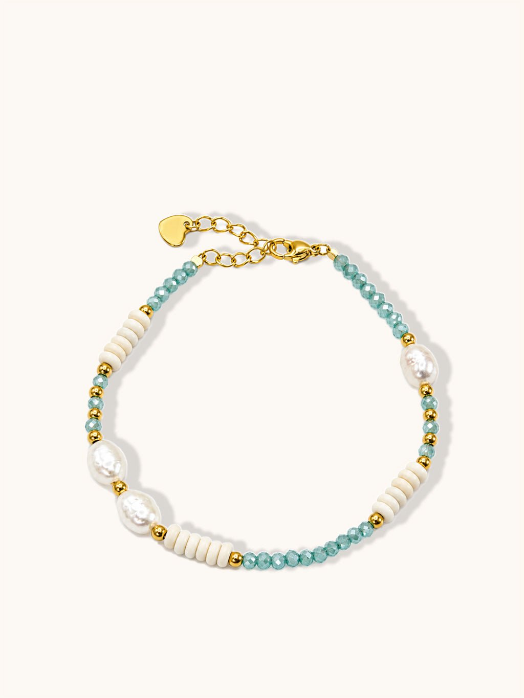 Perlenarmband mit blauen Akzenten Gold - Dorose | Wasserresistent, kein Verfärben