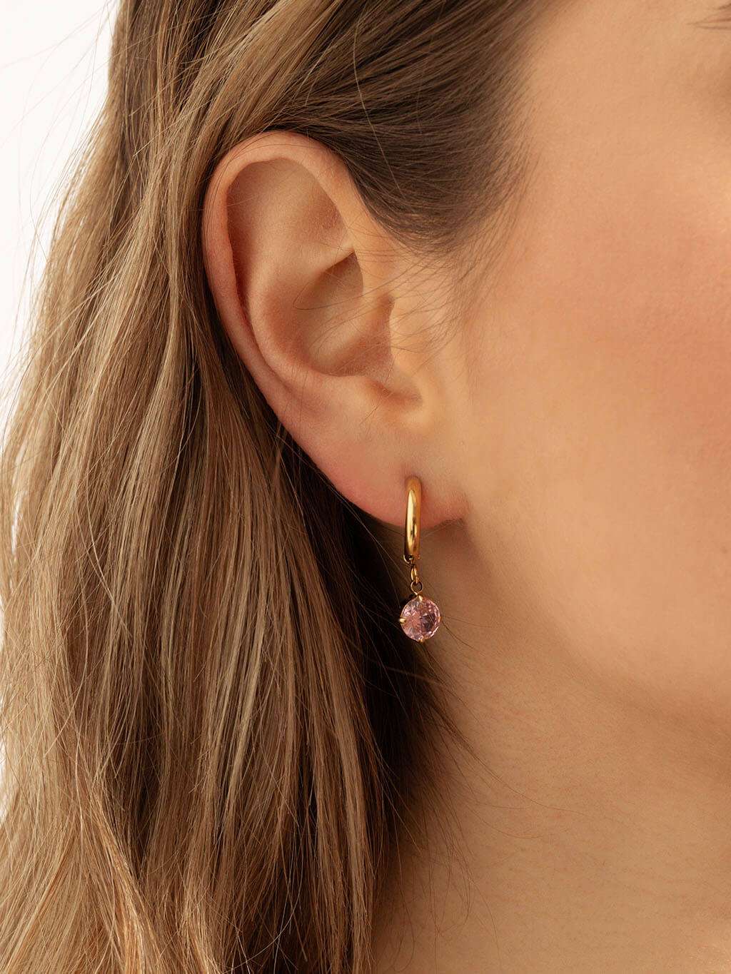 Pink Gentle Shine Hoop Ohrringe Gold - Dorose | Wasserfester Schmuck, 18K vergoldet