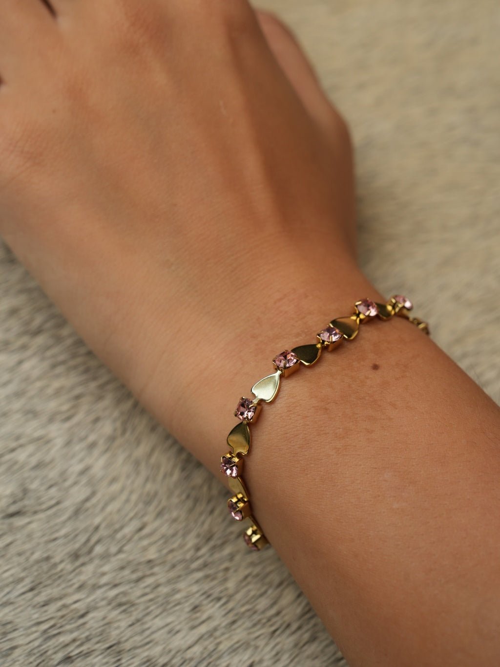 Pink Heart Armband Gold - Dorose | Wasserresistent, kein Verfärben