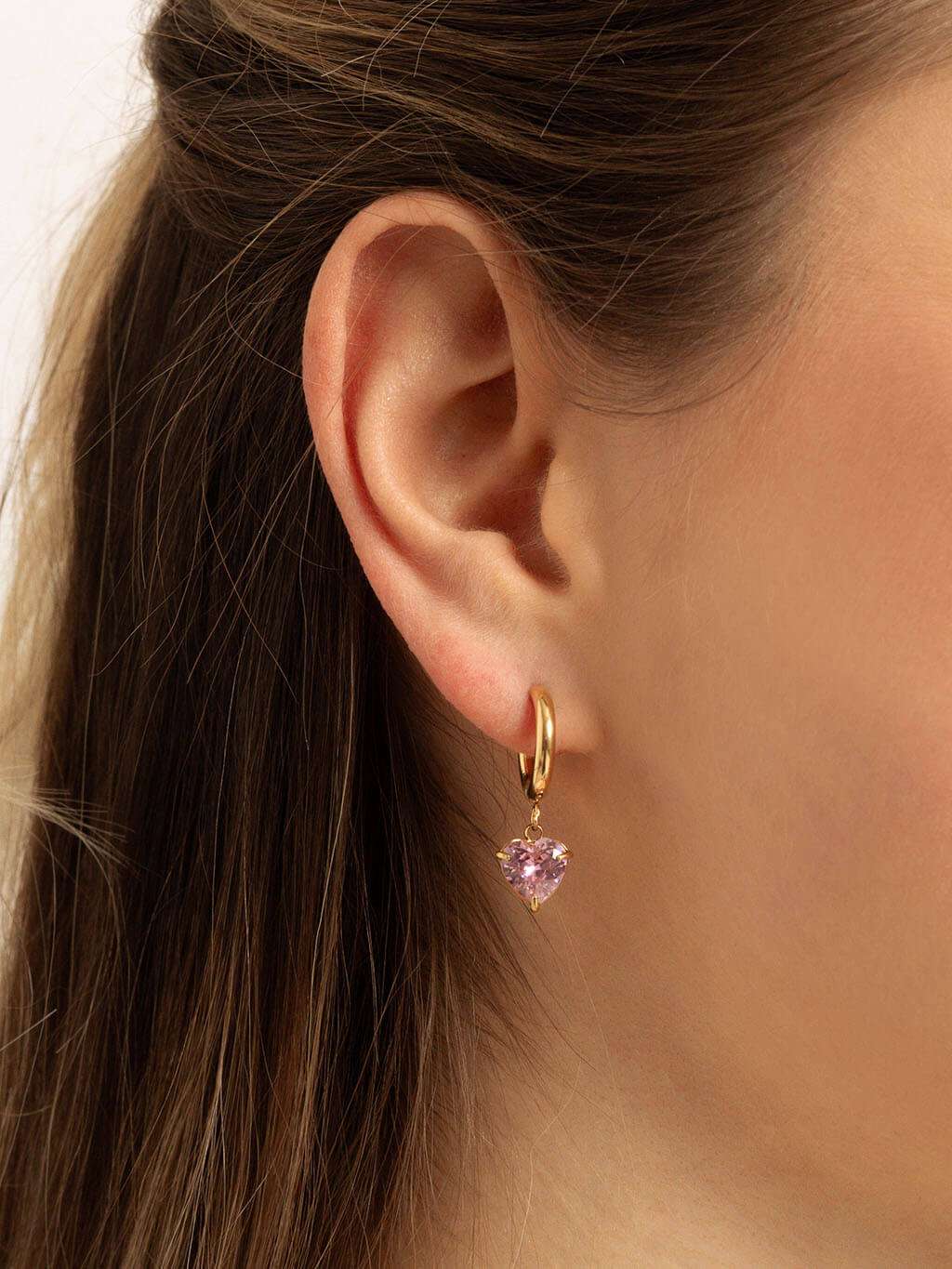 Pink Heart Hoop Ohrringe Gold - Dorose | Wasserfester Schmuck, 18K vergoldet