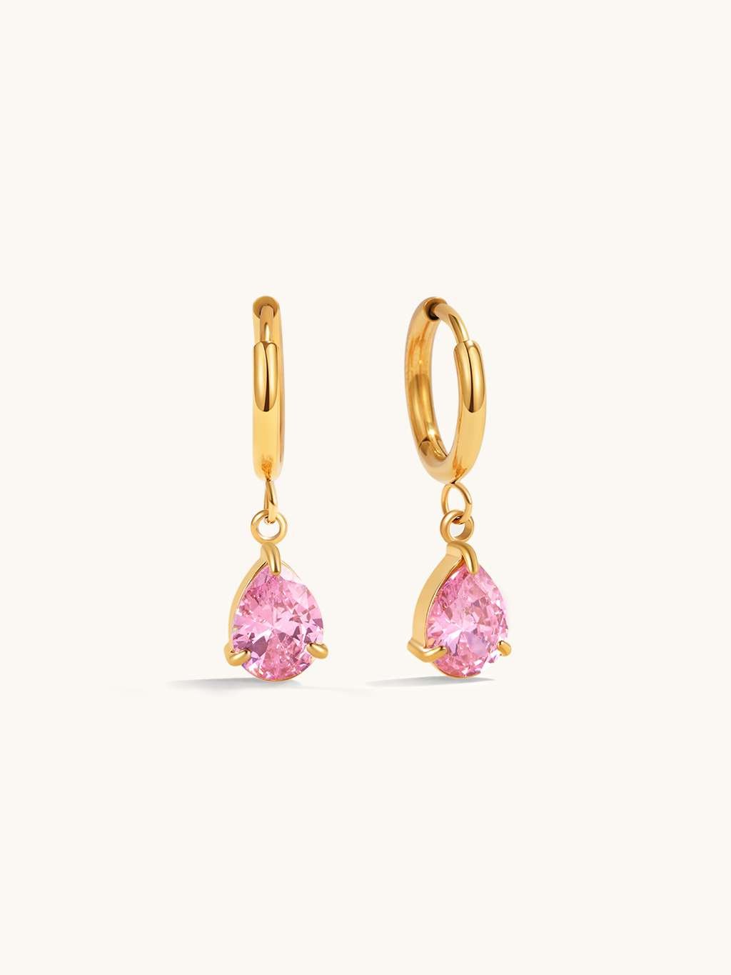 Pink Tear Hoop Ohrringe Gold - Dorose | Wasserfester Schmuck, 18K vergoldet
