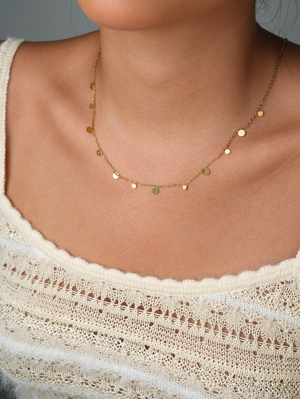 Plättchen Halskette Gold Minimalistisch - Dorose | Wasserresistent, kein Verfärben