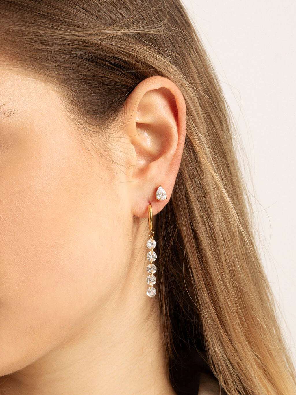 Precious Tear Ohrstecker Gold - Dorose | Wasserfester Schmuck, 18K vergoldet