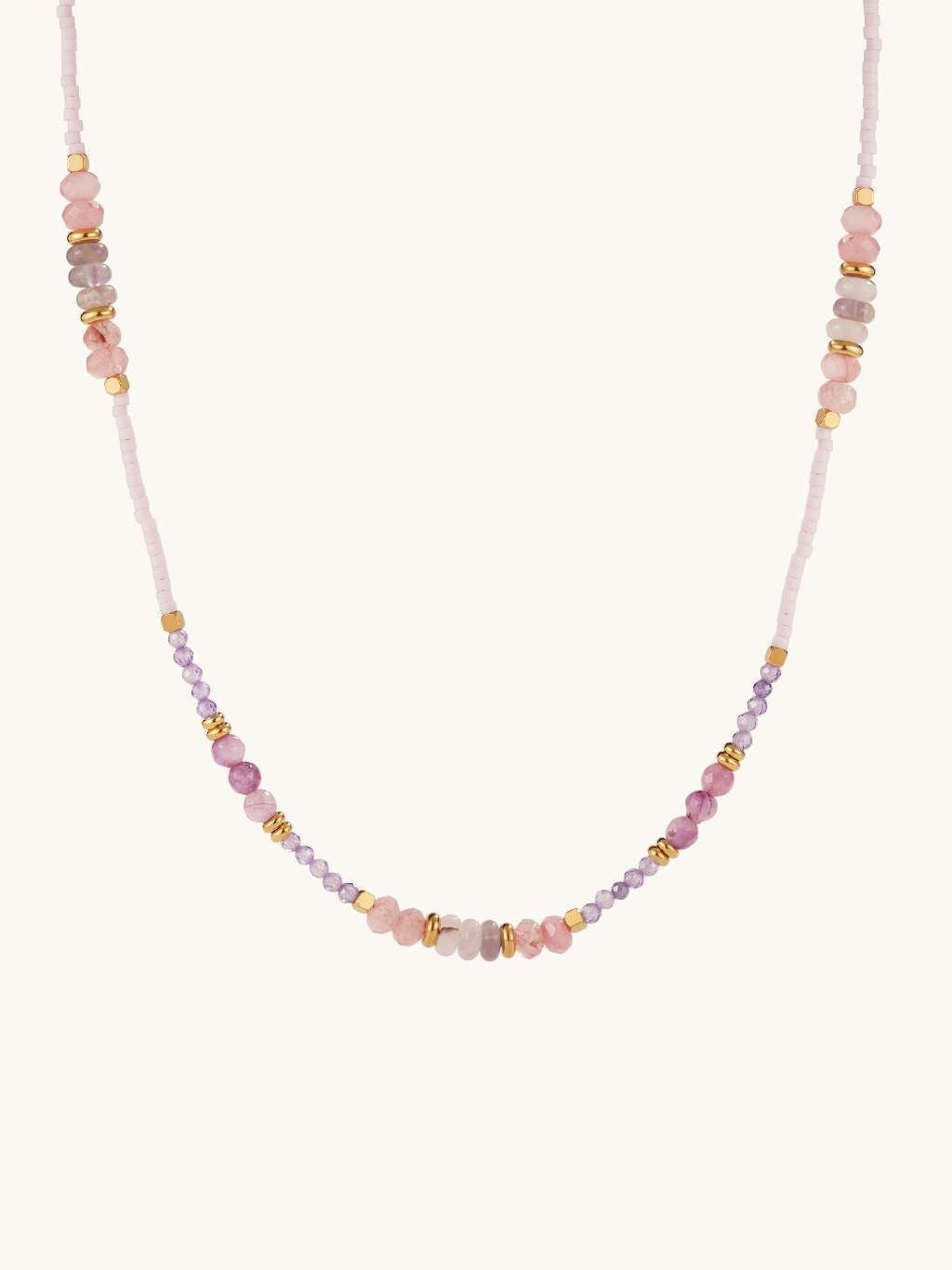 Purple Zirconia Agate Beaded Kette Gold - Dorose | Wasserfester Schmuck, 18K vergoldet