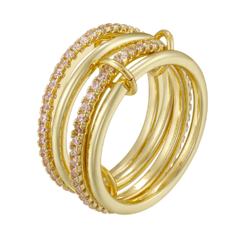 Rosa Vierreihiger Ring Gold - Dorose | Wasserresistent, kein Verfärben