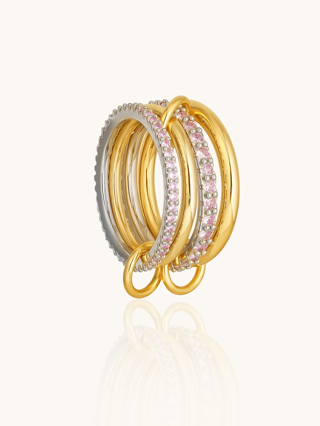 Rosa Vierreihiger Ring Gold - Dorose | Wasserresistent, kein Verfärben