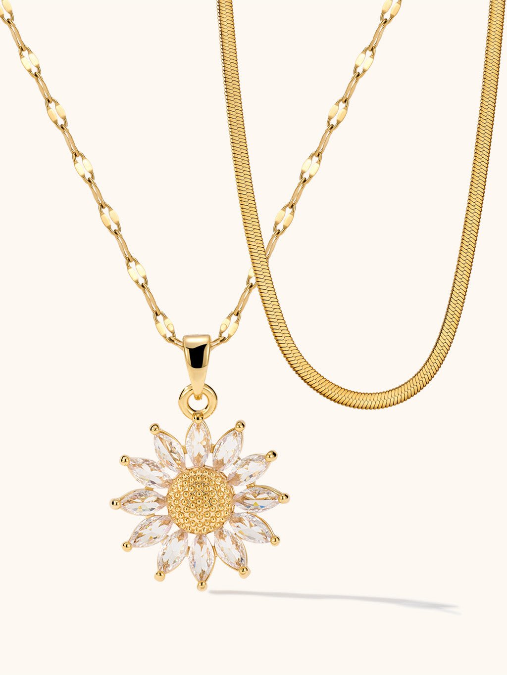Schmuckset mit Sonnenblumen - Halskette und Schlangenkette - Dorose | Wasserresistent, kein Verfärben