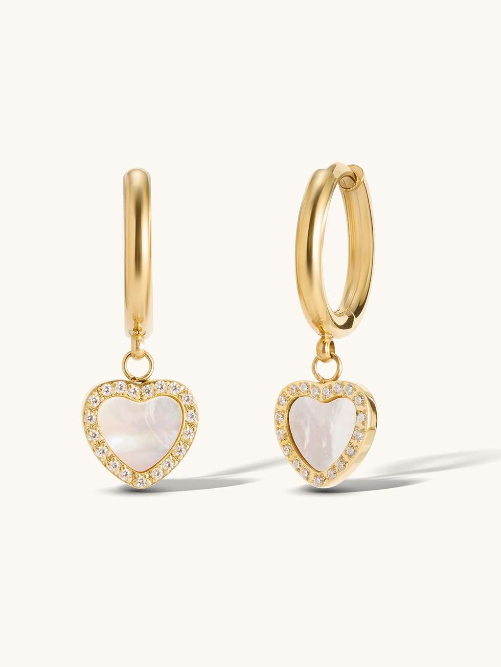 Shiny Heart Hoop Creolen Ohrringe Gold - Dorose | Wasserfester Schmuck, 18K vergoldet