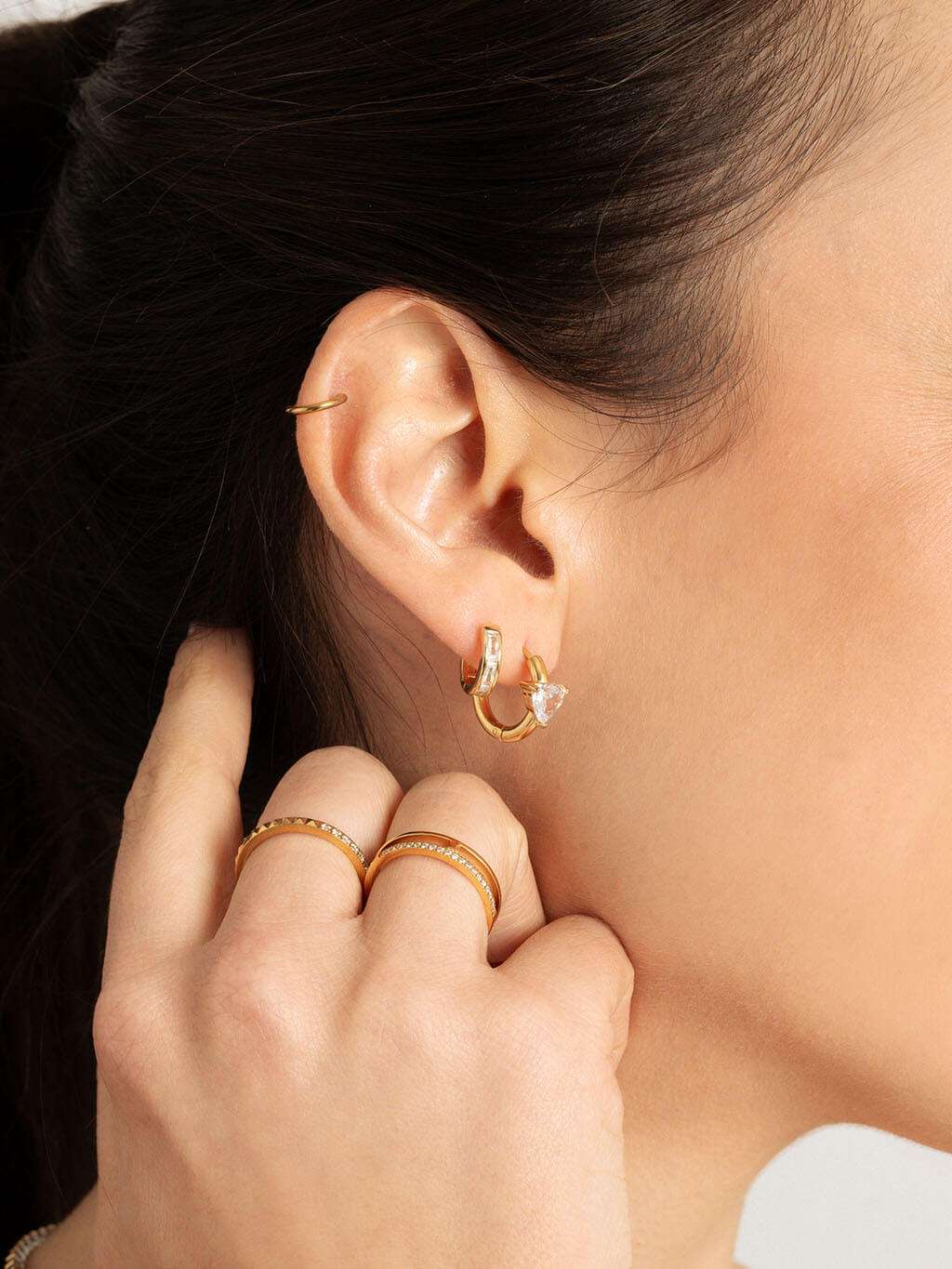 Shiny Heart Hoop Ohrringe Gold - Dorose | Wasserfester Schmuck, 18K vergoldet